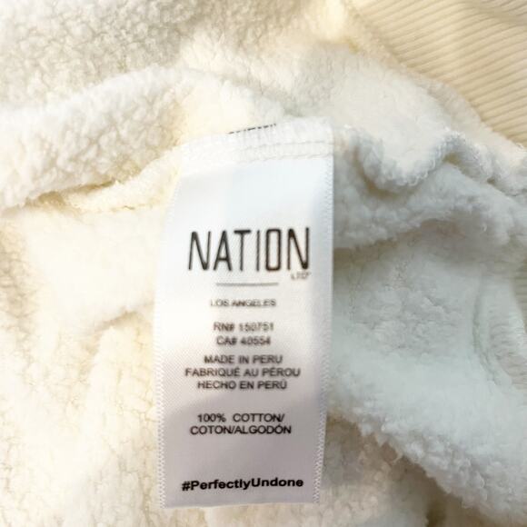 Nation LTD Crewneck Long Sleeve Pullover Sweatshirt White Medium - Picture 4 of 8